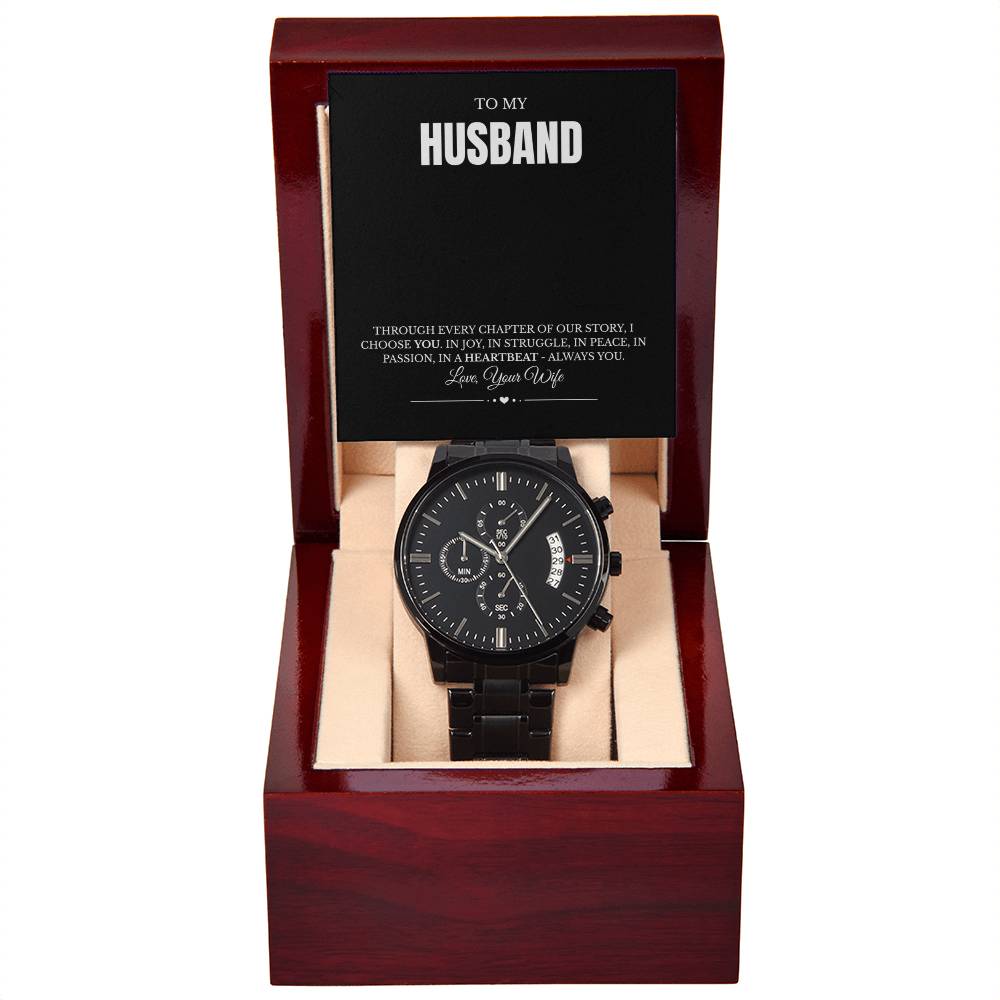 FOREVER YOURS - BLACK CHRONOGRAPH WATCH