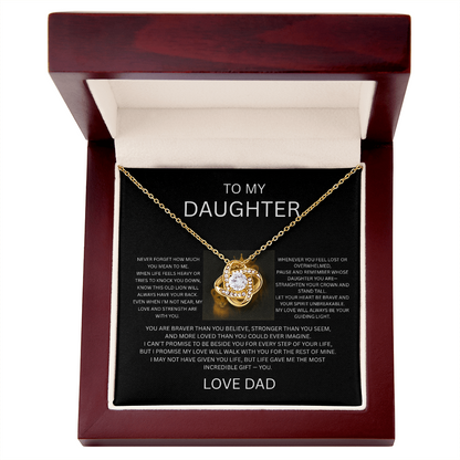 “Gift for Daughter from Dad - Love Knot Necklace | Valentine's, Birthday, Graduation”
